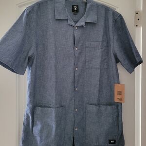 Vans Classic Fit Blue Guayabera Style Men's Shirt
